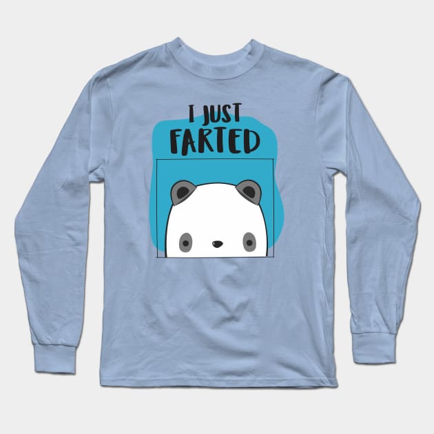 I Farted - Cute Panda But Still - The Smell We All Smelt - White Long Sleeve T-Shirt by Crazy Collective